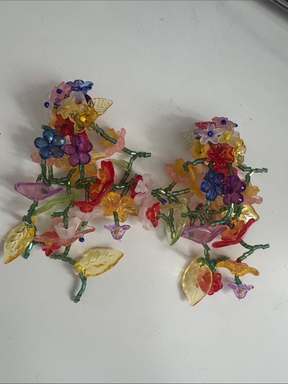 Colorful Floral Beaded Statement Earrings